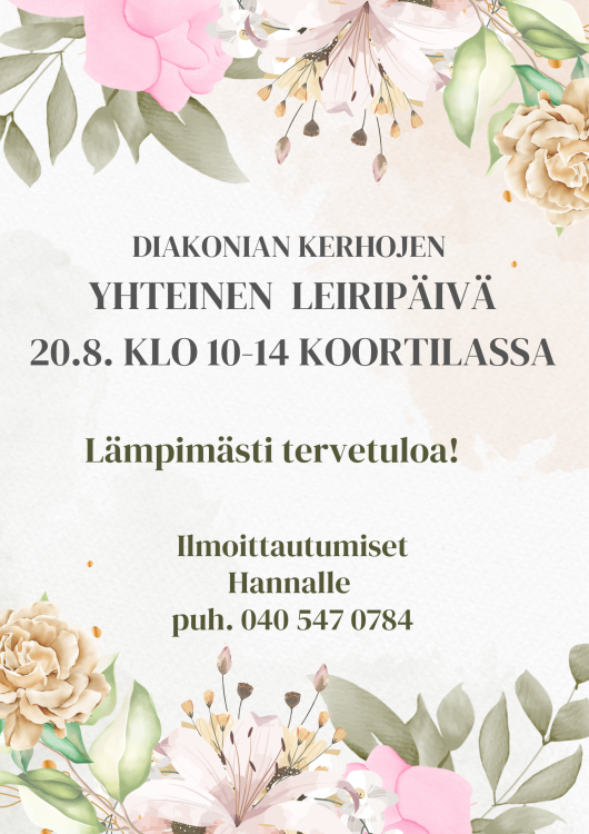 Yhteinen leiripäivä diakonian kerhoille Kerhojen leiripäivä