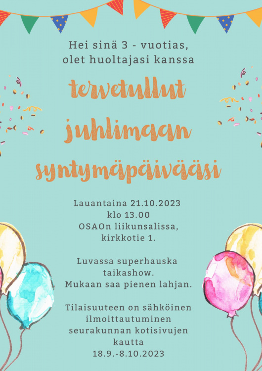 3 synttärikutsu